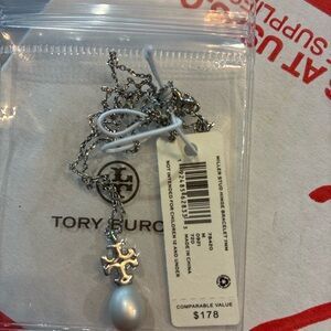 Tory Burch Silver Necklace with Pearl
